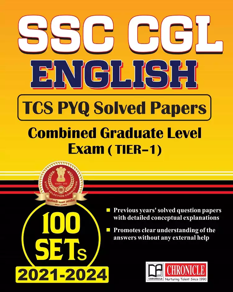 Chronicle's SSC CGL Exam ENGLISH TCS- PYQ Practice Book, Solved Papers